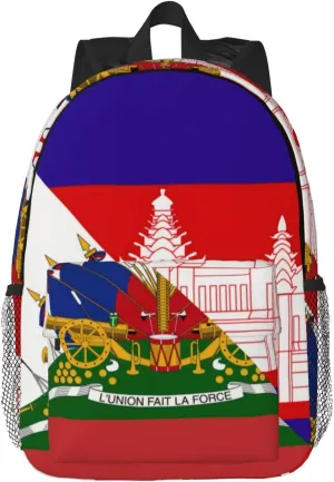 Funny Haiti Flag Backpack Cute Haitian Flag Daypack Laptop Backpack Shoulders Casual Daypack For Men Women