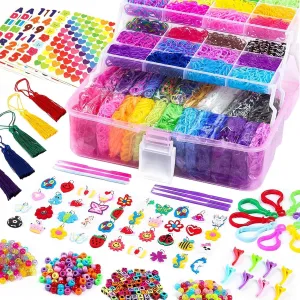 FUNZBO 18000  Rubber Band Bracelet Kit - 32 Colors Loom Bands Rubberband for Jewelry Making Kits,Toddlers DIY Arts and Crafts Kit Toy for 4 5 6 7 8 9 Years Old Girls Birthday Gift