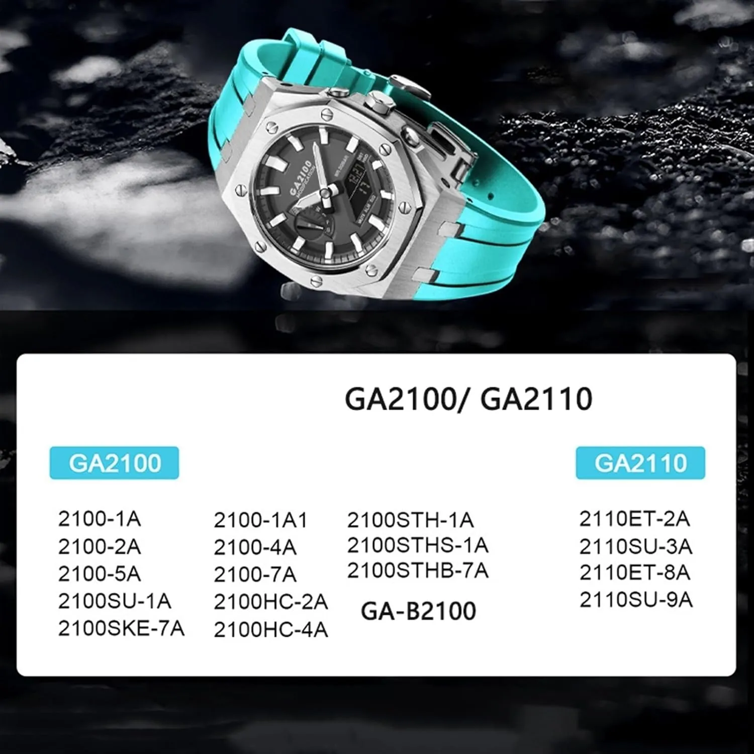 GA2100 MOD Kit For GA2100HC-4A Metal Watch Case Silicone Strap 316 Stainless Steel Modified Accessories Bracelet Bezel bands