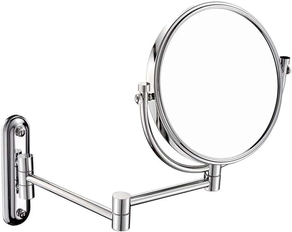 GaRcan Cosmetic Vanity Mirror 10x Magnification 8 Inch Makeup Mirror Metal Beauty Mirror Folding Telescopic Wall Mounted Vanity Mirror (Silver 8 inches 10X)