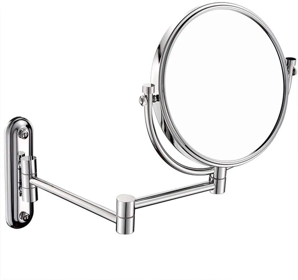 GaRcan Cosmetic Vanity Mirror 10x Magnification 8 Inch Makeup Mirror Metal Beauty Mirror Folding Telescopic Wall Mounted Vanity Mirror (Silver 8 inches 10X)