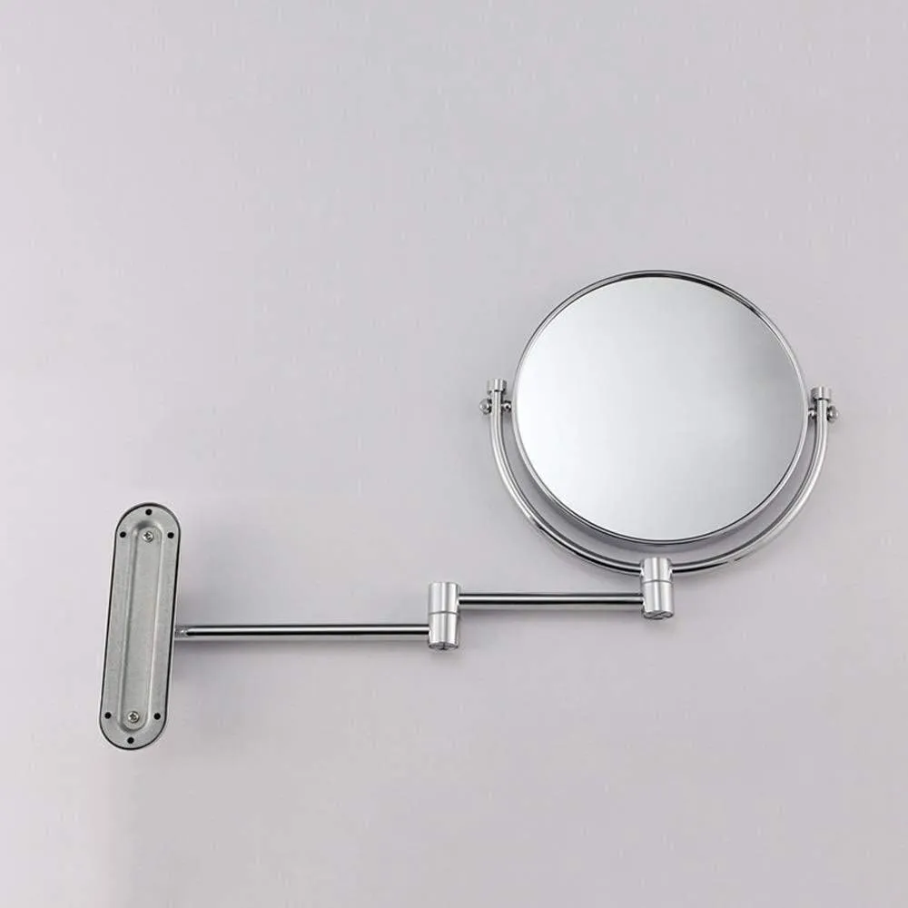 GaRcan Cosmetic Vanity Mirror 10x Magnification 8 Inch Makeup Mirror Metal Beauty Mirror Folding Telescopic Wall Mounted Vanity Mirror (Silver 8 inches 10X)