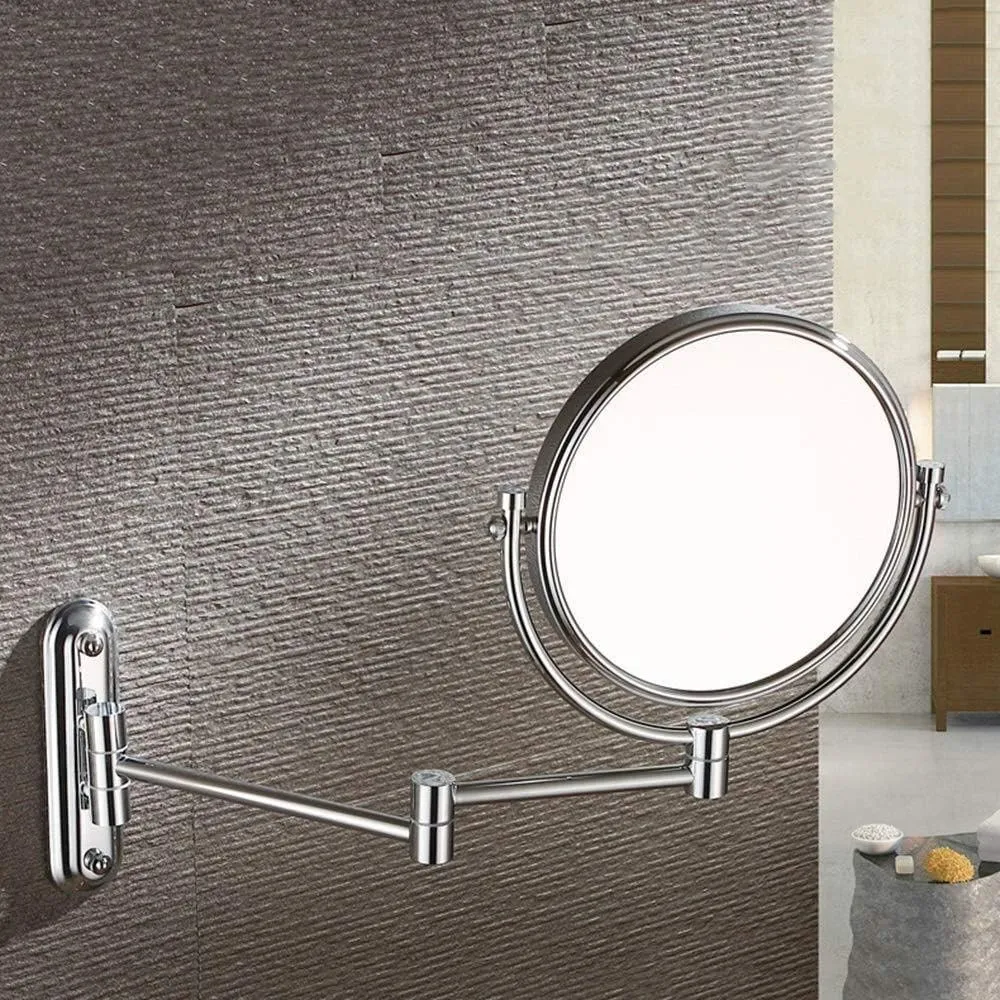 GaRcan Cosmetic Vanity Mirror 10x Magnification 8 Inch Makeup Mirror Metal Beauty Mirror Folding Telescopic Wall Mounted Vanity Mirror (Silver 8 inches 10X)
