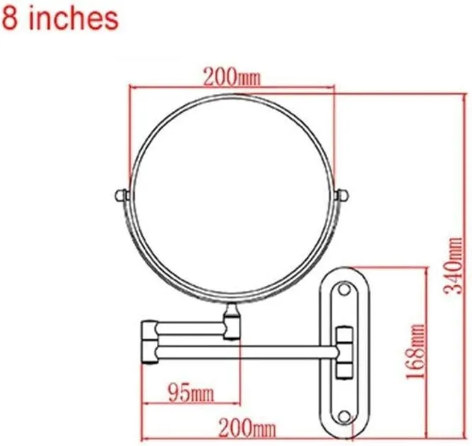 GaRcan Cosmetic Vanity Mirror 10x Magnification 8 Inch Makeup Mirror Metal Beauty Mirror Folding Telescopic Wall Mounted Vanity Mirror (Silver 8 inches 10X)