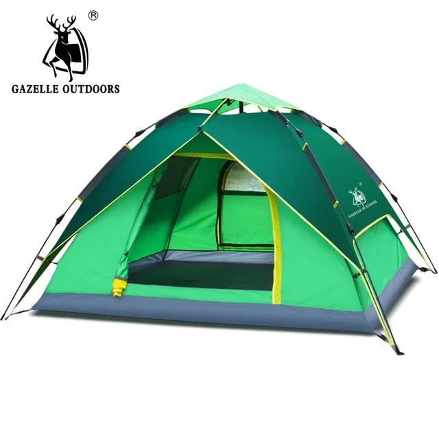 GAZELLE Camping Tent 3-4 person Tents Hydraulic automatic Waterproof Double Layer Tent Ultralight Outdoor Hiking Picnic tents