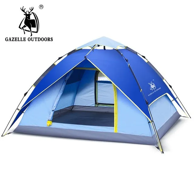 GAZELLE Camping Tent 3-4 person Tents Hydraulic automatic Waterproof Double Layer Tent Ultralight Outdoor Hiking Picnic tents