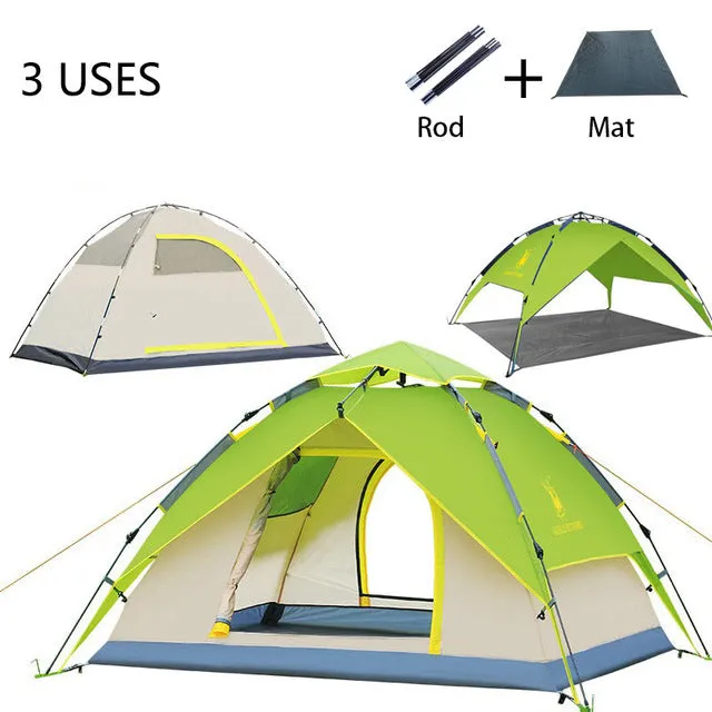 GAZELLE Camping Tent 3-4 person Tents Hydraulic automatic Waterproof Double Layer Tent Ultralight Outdoor Hiking Picnic tents