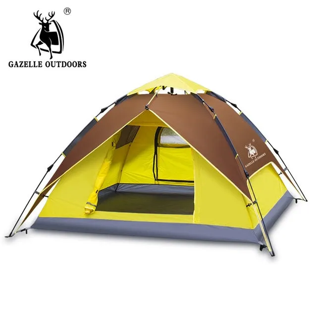 GAZELLE Camping Tent 3-4 person Tents Hydraulic automatic Waterproof Double Layer Tent Ultralight Outdoor Hiking Picnic tents