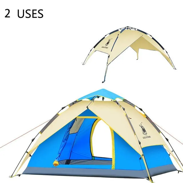 GAZELLE Camping Tent 3-4 person Tents Hydraulic automatic Waterproof Double Layer Tent Ultralight Outdoor Hiking Picnic tents