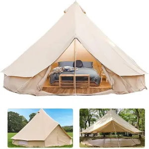 GeRRiT Bell Tent Indian Tent Diameter 3M/4M/5M/6M Cotton Canvas Waterproof Large Family Tents 4 Season Outdoors Yurt Bell Tent Glamping for Camping Beautiful Scenery