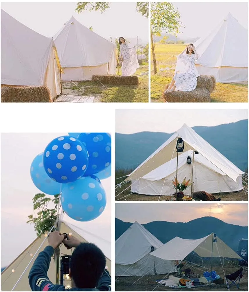 GeRRiT Large Camping Tent Bell Tent with Stove Hole Cotton Canvas Tents Yurt Tent 4 Season Indian Tent for Family Camping Outdoor Hunting Big Family Shelter Hello