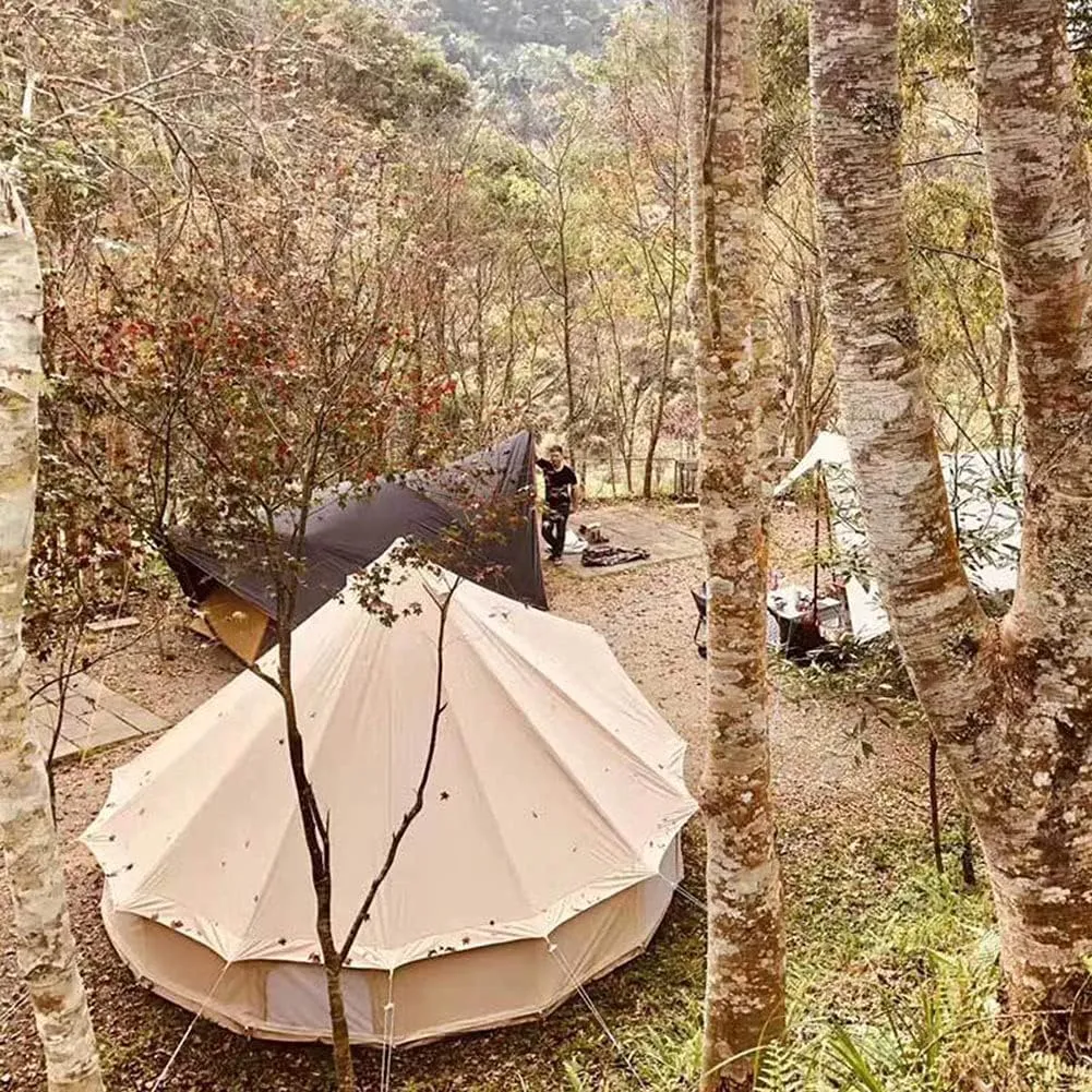 GeRRiT Large Camping Tent Bell Tent with Stove Hole Cotton Canvas Tents Yurt Tent 4 Season Indian Tent for Family Camping Outdoor Hunting Big Family Shelter Hello