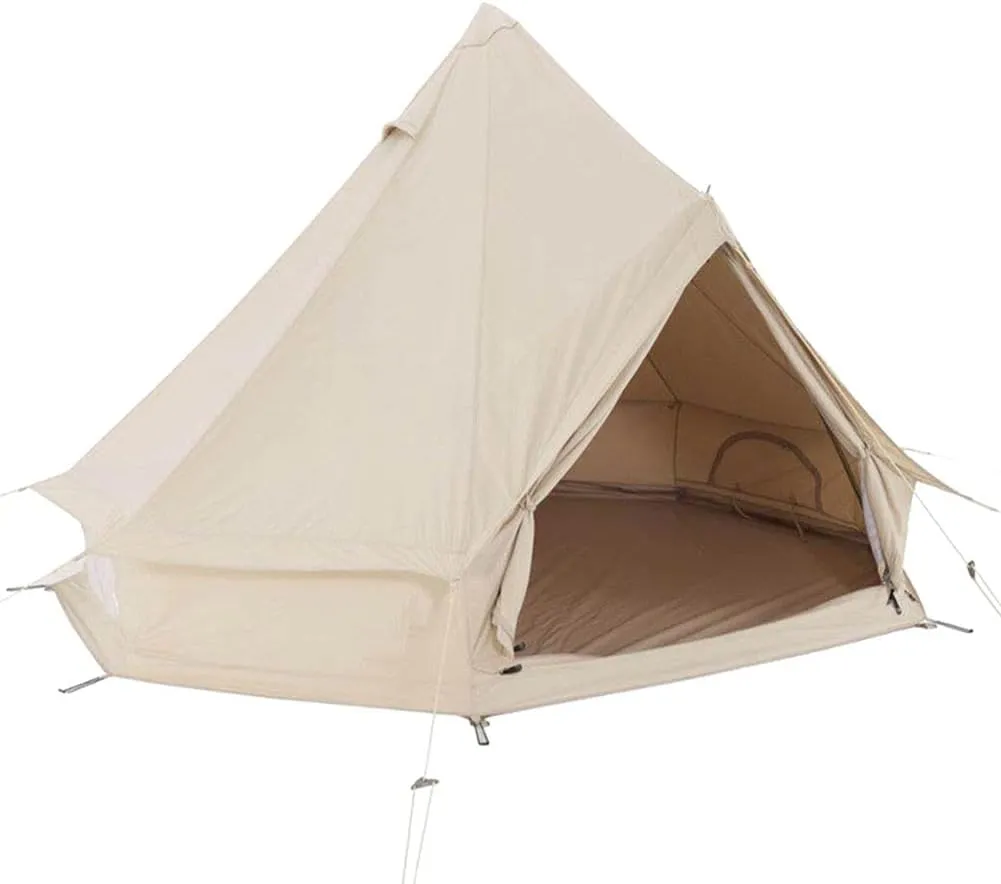 GeRRiT Large Camping Tent Bell Tent with Stove Hole Cotton Canvas Tents Yurt Tent 4 Season Indian Tent for Family Camping Outdoor Hunting Big Family Shelter Hello