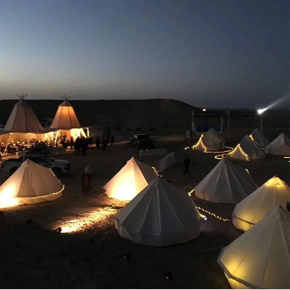 GeRRiT Large Camping Tent Bell Tent with Stove Hole Cotton Canvas Tents Yurt Tent 4 Season Indian Tent for Family Camping Outdoor Hunting Big Family Shelter Hello