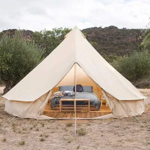 GeRRiT Pyramid Round Bell Tent Canvas Yurt Tent with Zipped Groundsheet, 4 Season Large Family Teepee Tents for Family Outdoor Camping, Diameter 3M/4M/5M/6M Cotton/Canvas