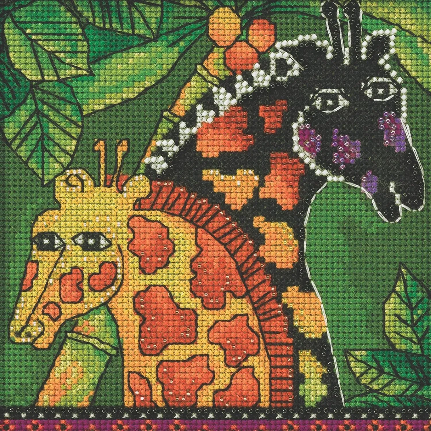 Giraffe Beaded Counted Cross Stitch Kit Mill Hill 2022 Laurel Burch Amazonia Collection LB142211, Multi