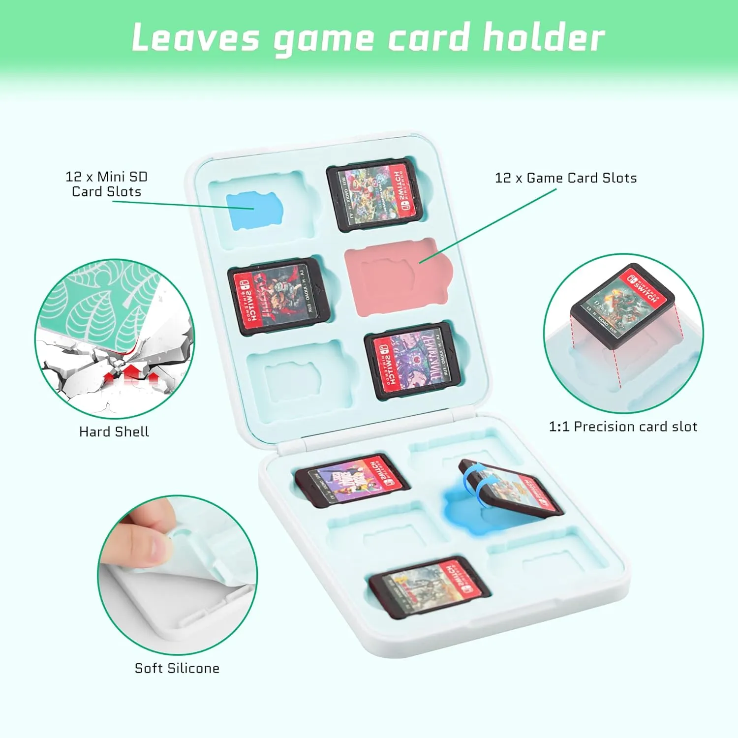 GLDRAM Travel Bag Bundle for Nintendo Switch, Cute Carrying Case for Switch Lite & Switch OLED, Shoulder Bag Accessories Kit for Switch with Game Case, Thumb Grip Caps ( Animal Leaf Crossing)