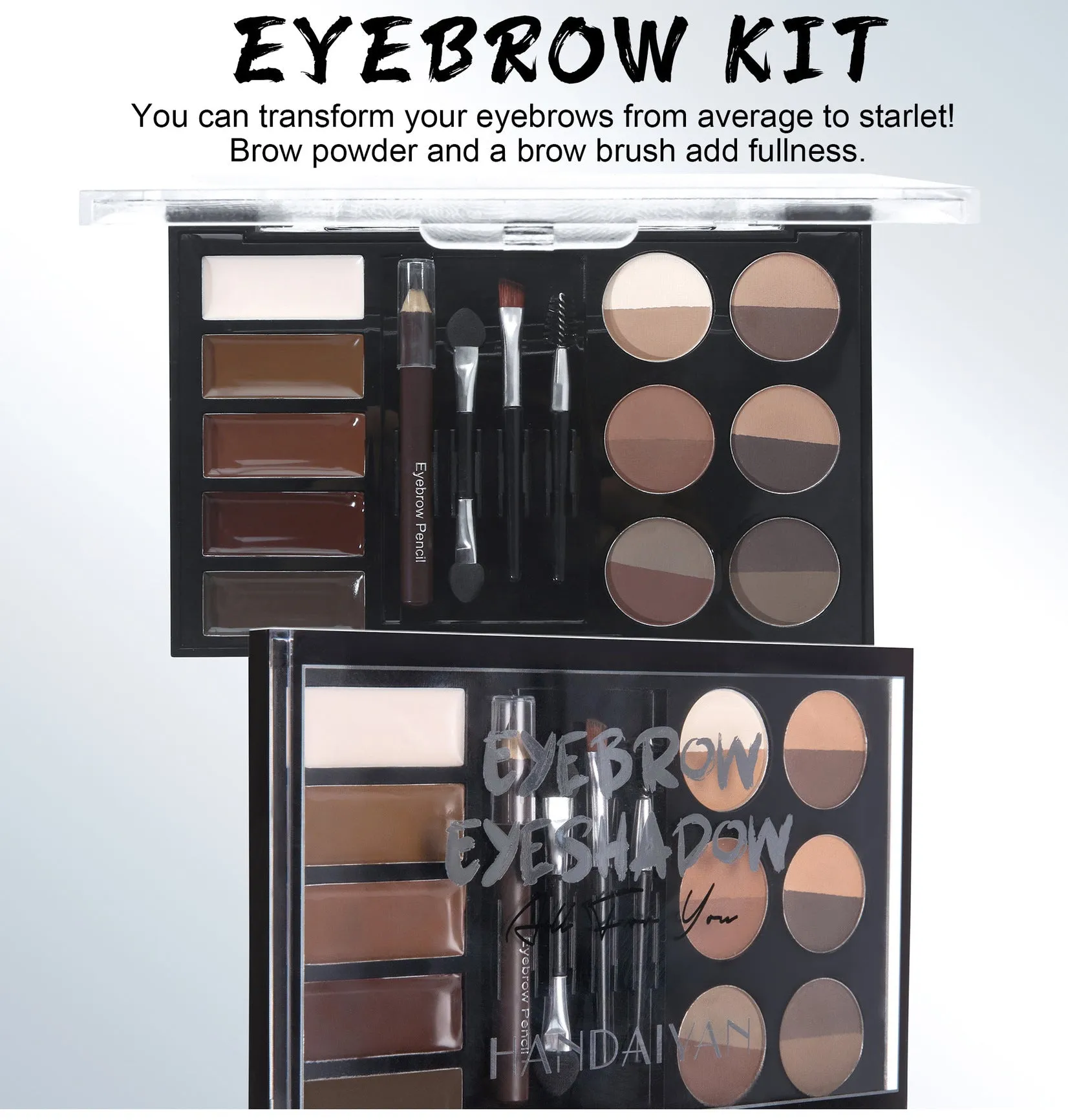 GMA013 - Professional Eyebrow Makeup Powder & Stencil Set