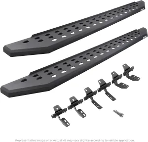 Go Rhino 69430687PC RB20 Running Boards with Mounting Brackets Kit for Ram 19-24 1500 (Crew Cab Pickup), Black