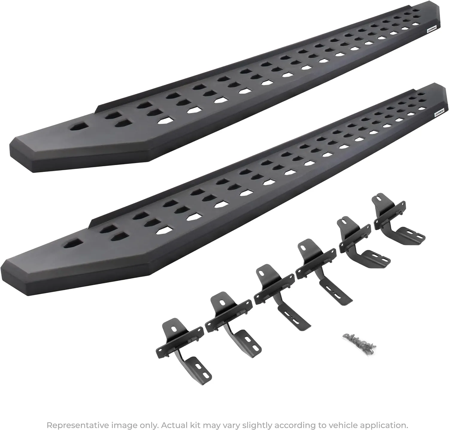 Go Rhino 69430687PC RB20 Running Boards with Mounting Brackets Kit for Ram 19-24 1500 (Crew Cab Pickup), Black