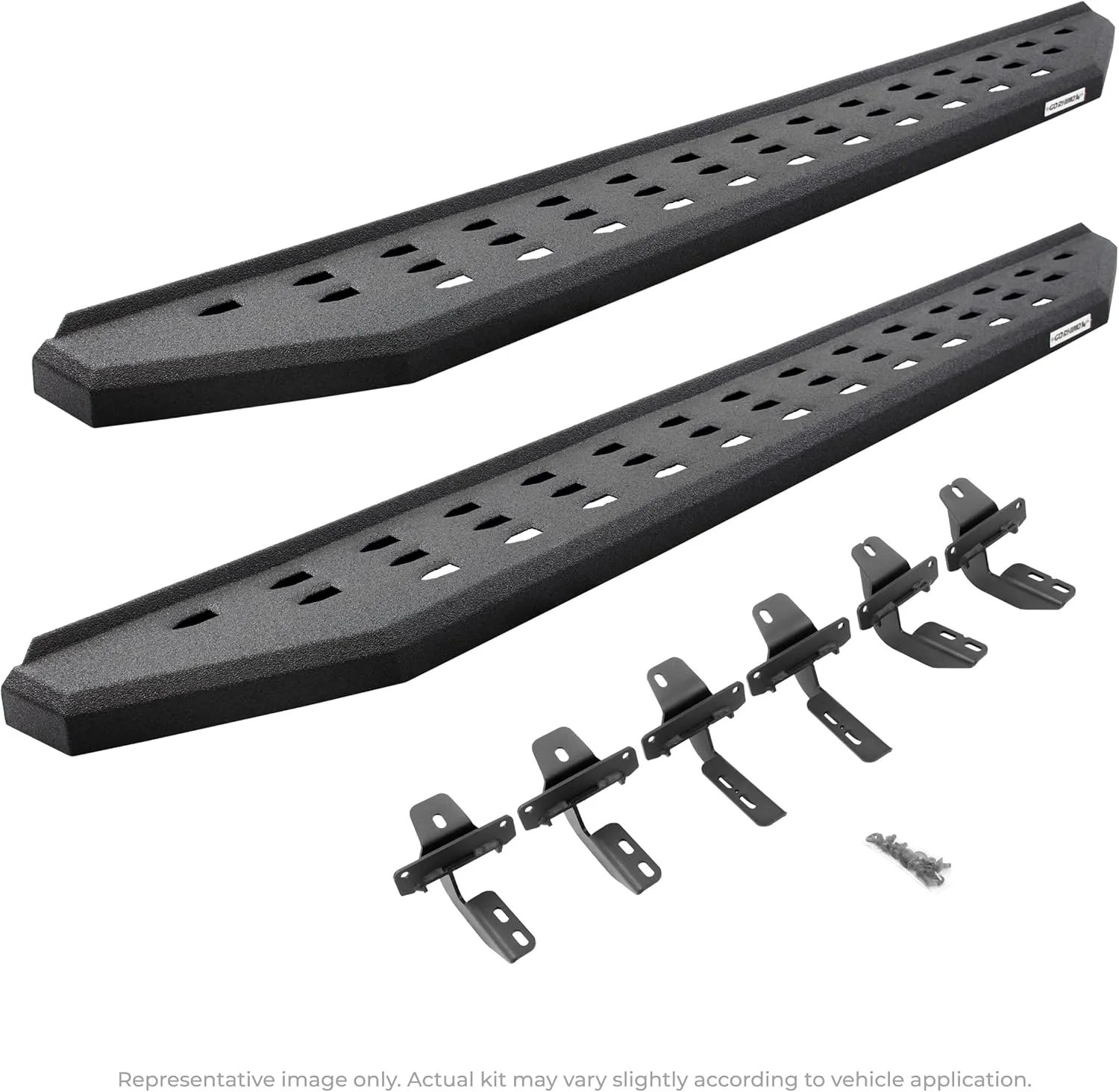 Go Rhino RB20 Running Boards & Brackets | Cab Length, Galvanized Steel, Protective Bedliner Coating | 69443280T | Fits 2024 Toyota Tacoma Double Cab