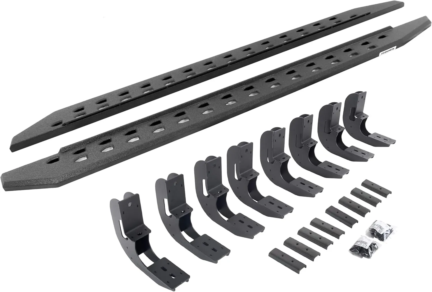 Go Rhino RB20 Slim Running Boards & Brackets | Galvanized Steel, Protective Bedliner Coating | 69404887ST | Fits 2019-2025 Chevrolet Silverado & GMC Sierra Crew Cab (See Description)
