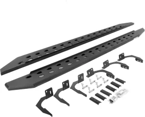 Go Rhino RB20 Slim Running Boards & Brackets | Galvanized Steel, Textured Black | 69410687SPC | Fits 2009-2014 RAM 1500 Crew Cab Pickup; 2010-2024 Ram 2500, 3500 Crew Cab Pickup