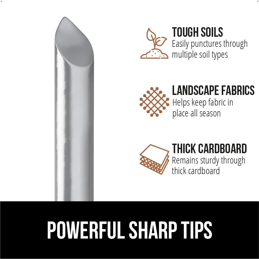 GORILLA GRIP 300 Pack Strong Galvanized Steel Landscape Staples, Rust-Resistant Sharp Tips, Plant and Garden Stakes, Adjustable Ground Yard Anchors, Outdoor Metal Landscaping Pins for Lawn, 6 Inch