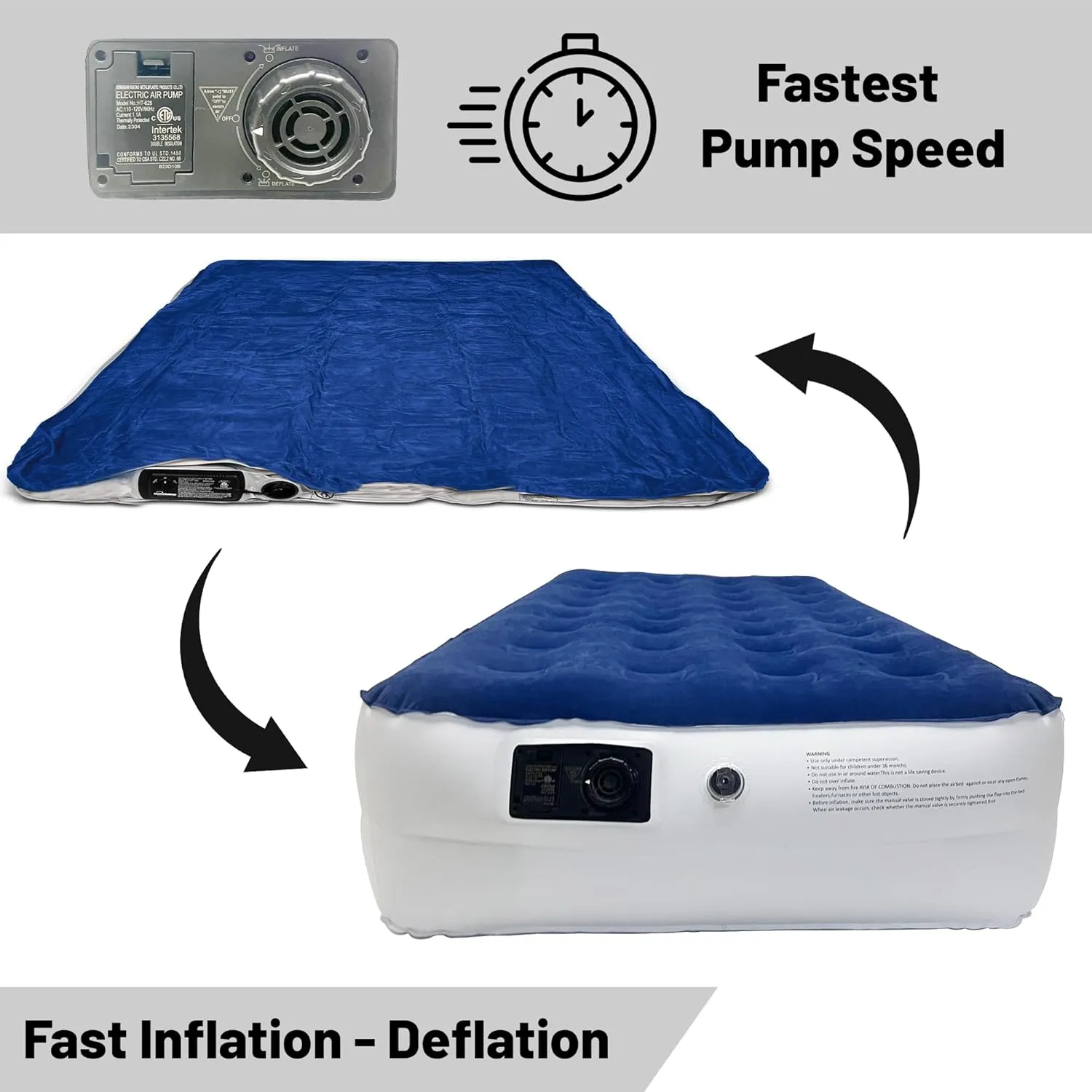 Greaton, 14-Inch Durable Luxury Inflatable Air Mattress with Comfort Coil Technology and High Capacity Pump, Good for Camping, Home and Portable Travel, Twin, Blue