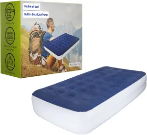 Greaton, 14-Inch Durable Luxury Inflatable Air Mattress with Comfort Coil Technology and High Capacity Pump, Good for Camping, Home and Portable Travel, Twin, Blue