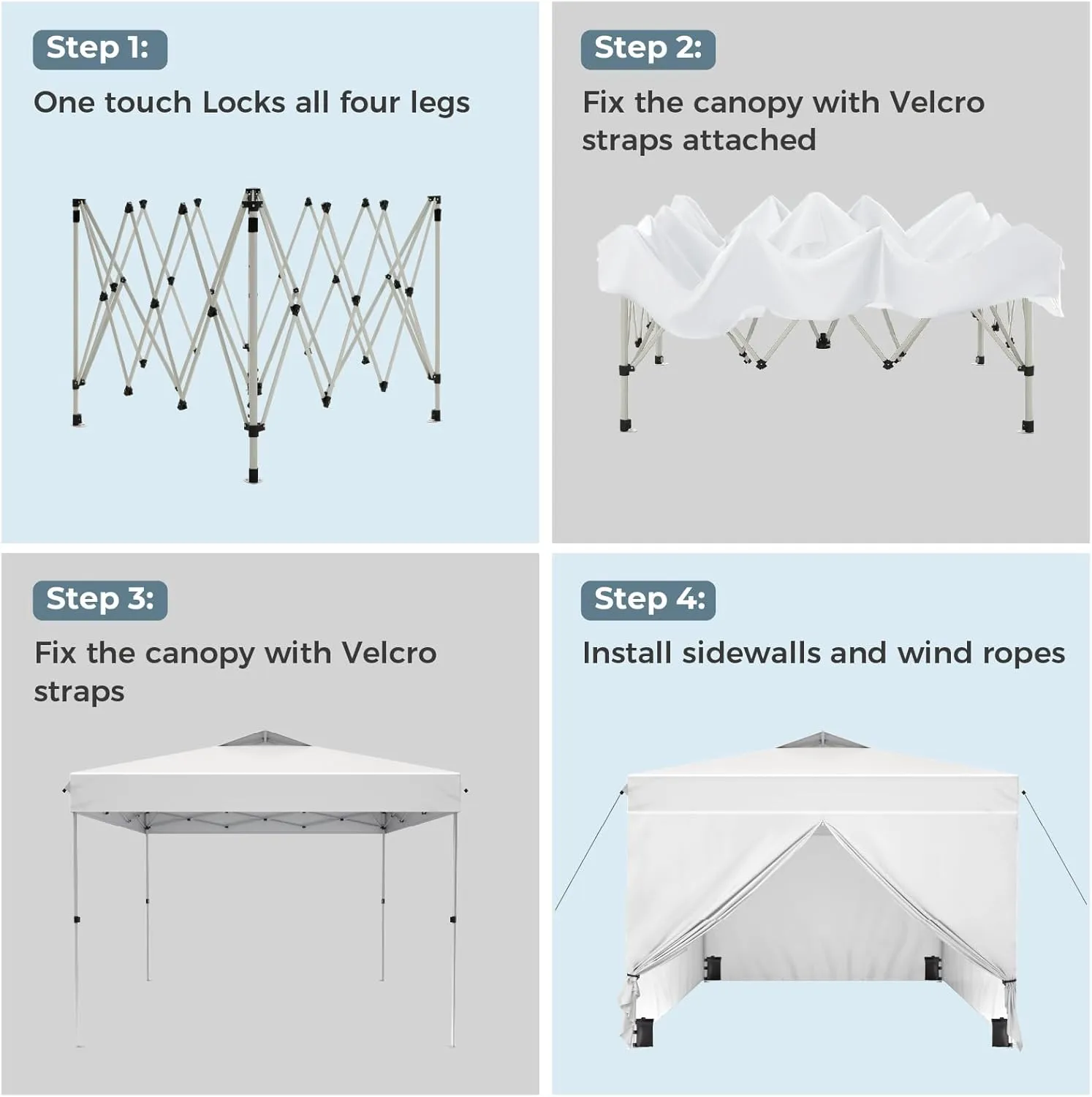 GREEN PARTY 10x10 Pop Up Canopy Tent, Commercial Instant Easy Up Outdoor Tent Canopy with 4 Removable Sidewalls, One Push Center Lock & Wheeled Carry Bag, White
