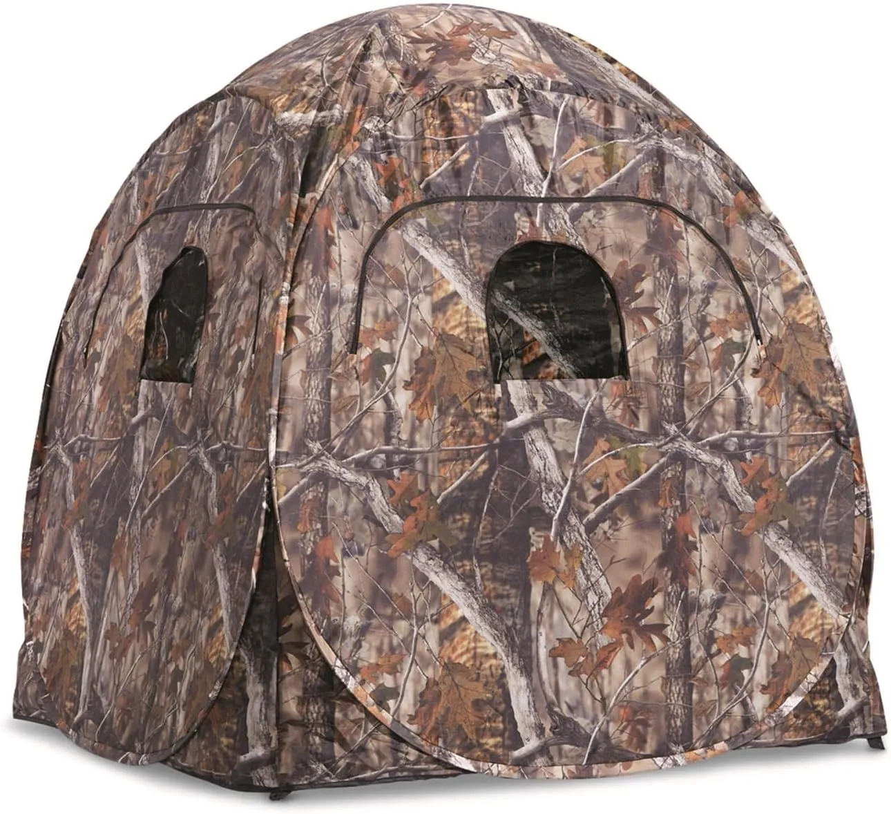 Guide Gear HuntRite Deluxe 4-Panel Spring Steel Hunting Blind; 2 Person Ground Tent for Deer and Turkey Season