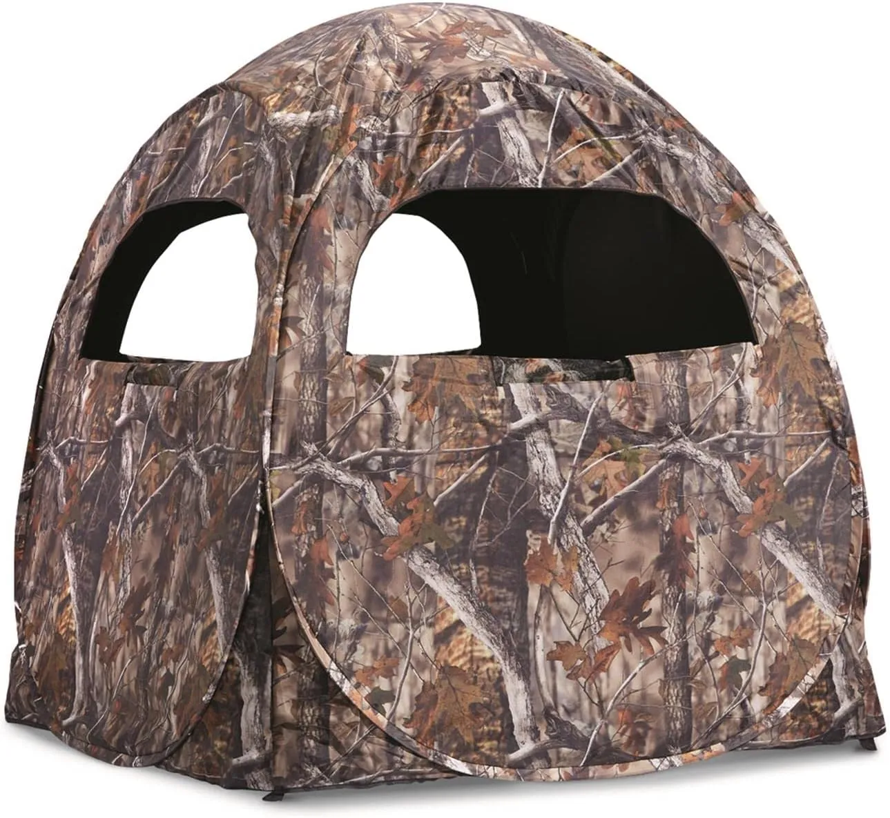 Guide Gear HuntRite Deluxe 4-Panel Spring Steel Hunting Blind; 2 Person Ground Tent for Deer and Turkey Season