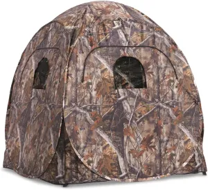 Guide Gear HuntRite Deluxe 4-Panel Spring Steel Hunting Blind; 2 Person Ground Tent for Deer and Turkey Season