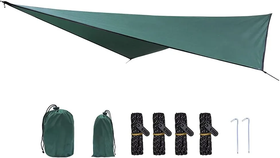 Hammock Awning Tent, Waterproof Sun Proof Camping Mat, Double Fabric, Waterproof Adhesive, 360x290cm (with) for Outdoor Activities