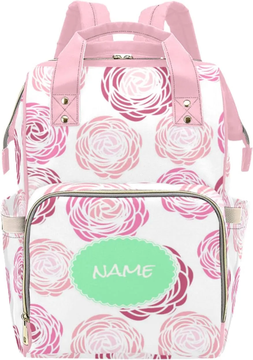 Hand-painted Flower - Personalized Diaper Bag Custom Name Multi-functional Waterproof Mom Backpack Maternal Infant Diaper Change Kit or Medical Kit