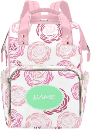 Hand-painted Flower - Personalized Diaper Bag Custom Name Multi-functional Waterproof Mom Backpack Maternal Infant Diaper Change Kit or Medical Kit