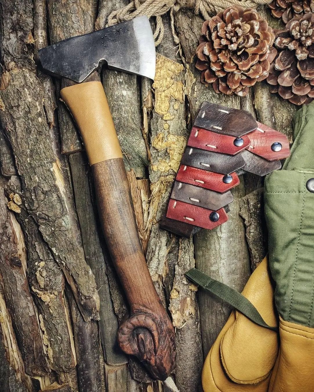 Handcrafted Sheaths Axe and Huge savings Hot-Forged Leather Intuitive Iron