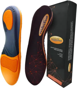 HappyFeet Arch Support Insoles - Shock Absorbing Orthotics - Anti-Fatigue High Arch Insoles - Plantar Fasciitis Relief Insoles for Men Women, Trim to Fit (L)