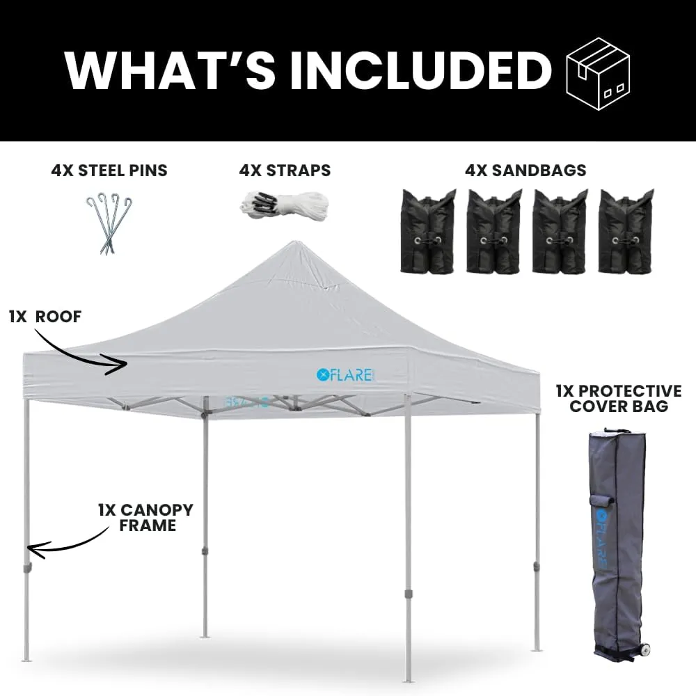 Heavy Duty, Commercial Grade Pop Up Canopy Tent. Instant Canopy with Hex Legs & Extended Warranty. Package Includes Wheeled Bag, Pins & Ropes. (Gray, 10ft x 10ft)