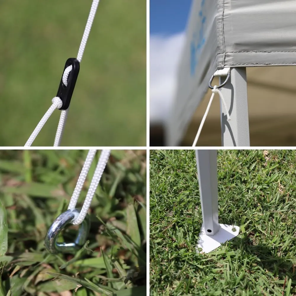 Heavy Duty, Commercial Grade Pop Up Canopy Tent. Instant Canopy with Hex Legs & Extended Warranty. Package Includes Wheeled Bag, Pins & Ropes. (Gray, 10ft x 10ft)