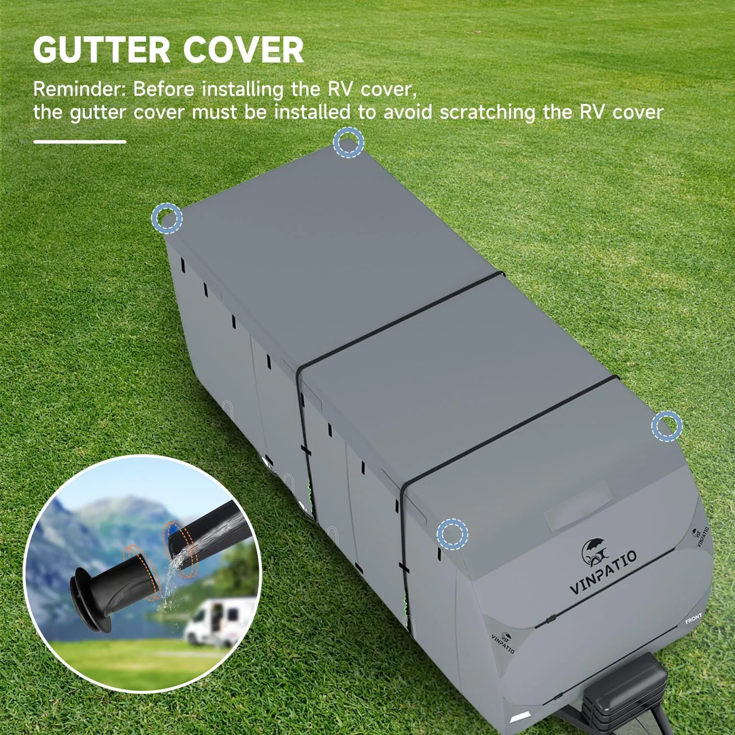 Heavy Duty RV & Trailer Cover - 7 Layers, Fits 20'-22' Travel Trailer, Toy Hauler & Camper Cover with Tongue Jack Protection, Windproof Straps & Gutter Covers