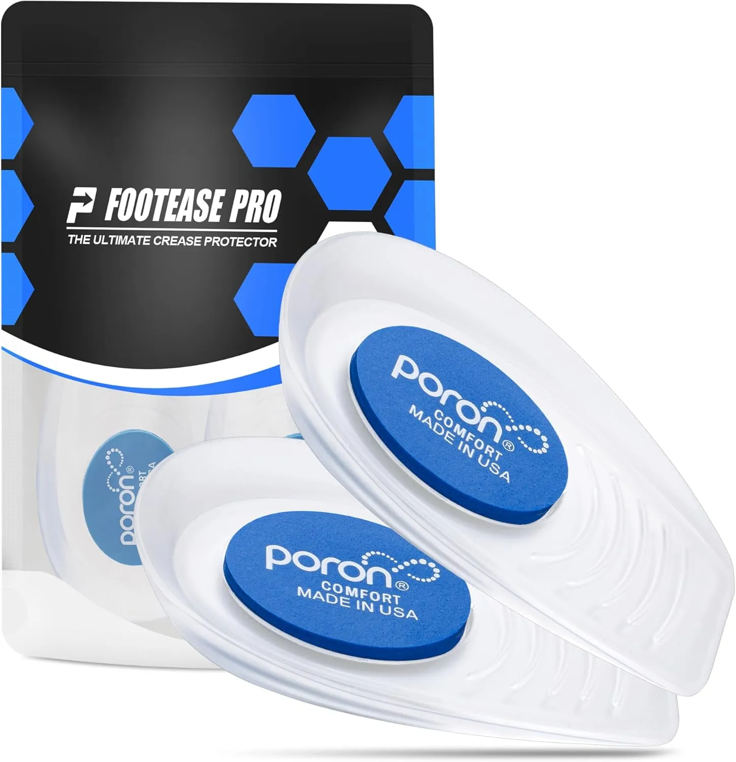 Heel Cups for Heel Pain Relief – Plantar Fasciitis Inserts, Heel Lifts for Achilles Tendonitis & Comfort Cushion Insoles with Upgraded Poron Shock Absorption (Women/Men)-2 Pairs