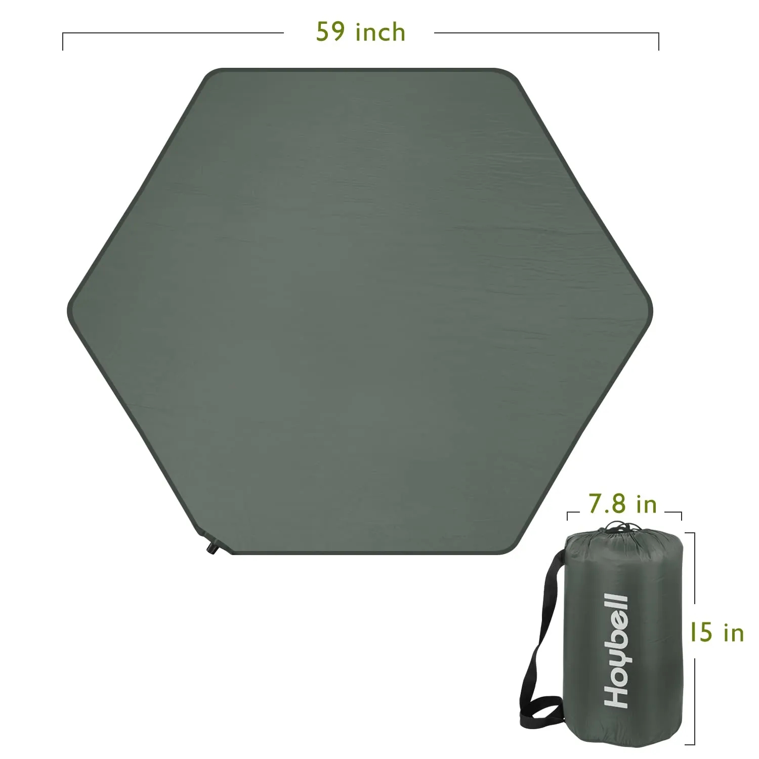 Hexagon Playpen Mat, Compatible with POP N GO Baby Playpen, 59 inch Self Inflating Mattress Pad, Portable and Comfortable Play Yard Mat with Carry Case - Dark Grey