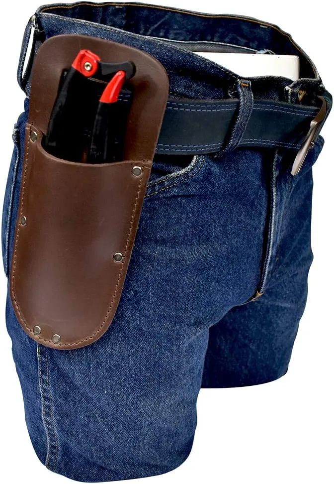 Hide & Drink, Thick Leather Holster for Pruning Shears w/Belt Loop Garden Scissors Sheath, Folding Saw, Construction & Utility Tools Pouch, Handmade Includes 101 Year Warranty