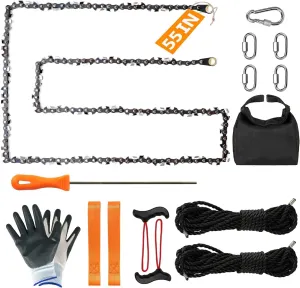 High Limb Rope Saw 55 Inch Rope Saw for Tree Limbs, Rope Saw Tree Saw High Limb Rope Chainsaw, Pocket Chainsaw, Limb Saw, Cable Saw,Hand Chain Saw
