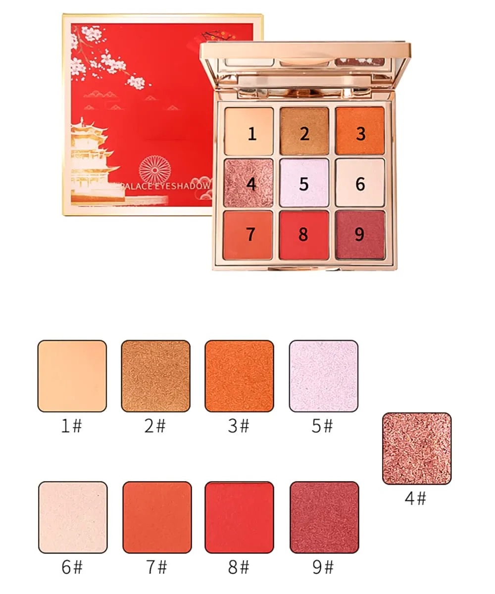 Highly Pigmented Eyeshadow Palette , 9 Colors Matte Shimmer Metallic Eyeshadow Palette Water proof Blendable Long Lasting Natural Colors Make Up Eyeshadow Cosmetics Gift Kit-Great for Travel (#02)
