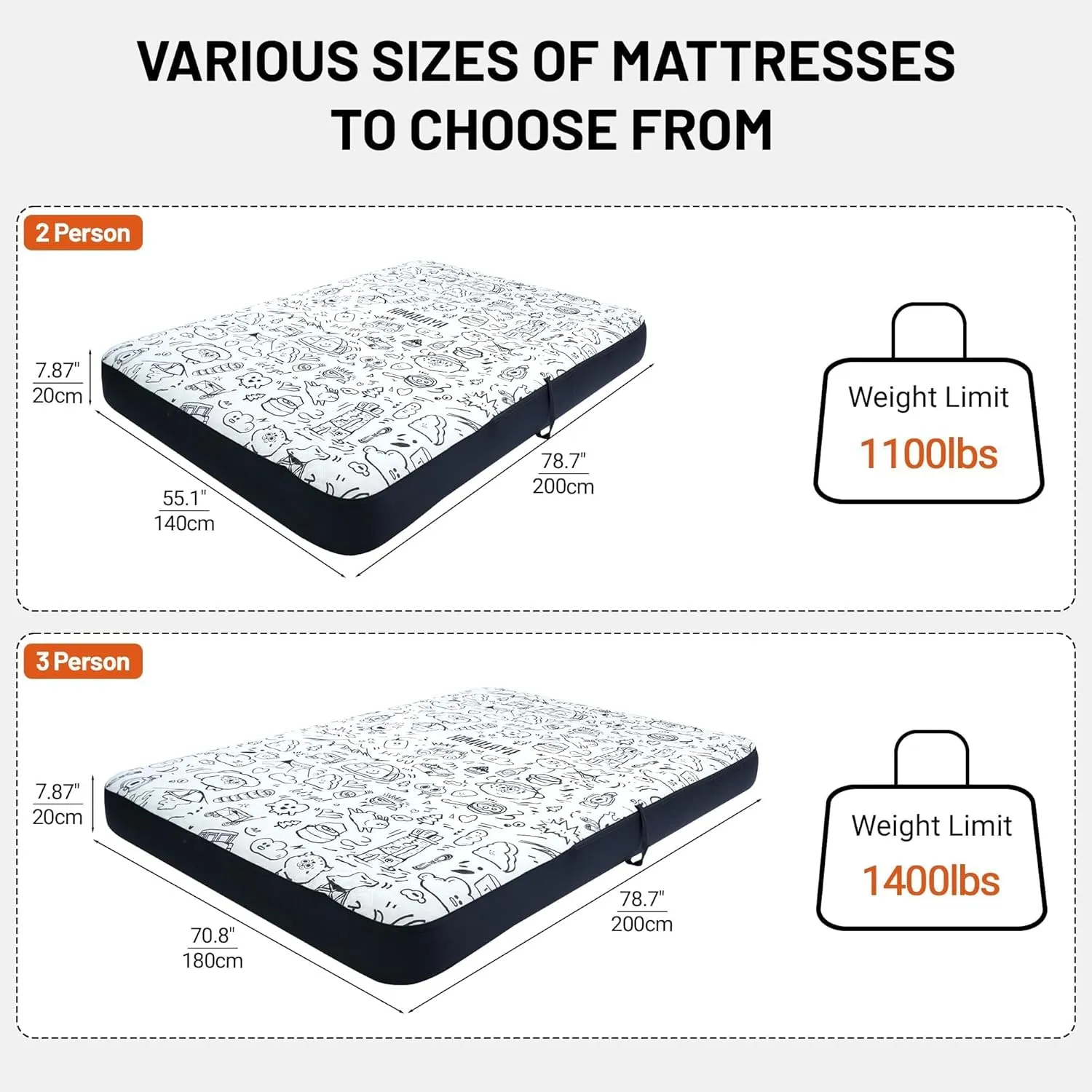 Himalaya Camping Air Mattress TPU -1100 lbs Capacity -Functional in -30°C, with 2500mah Air Pump, Inflatable & Leak-Free - Air Mattress for Camping, Car Travel, Home (King)