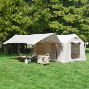 HOMEFUN 4 Person Inflatable Tent with Air Pump, All-Weather Blow Up Tent with Privacy Divider, Easy Setup & Privacy Divider for Camping