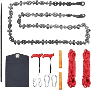 HOTBEST 53 Inch Hand Rope Chain Saw Sharp Manual Tree Limb Chain Saw with 68 Teeth Folding Pocket Rope Chainsaw Tree Cutting Tool for Gardening Camping Survival Gear,(53 inches)
